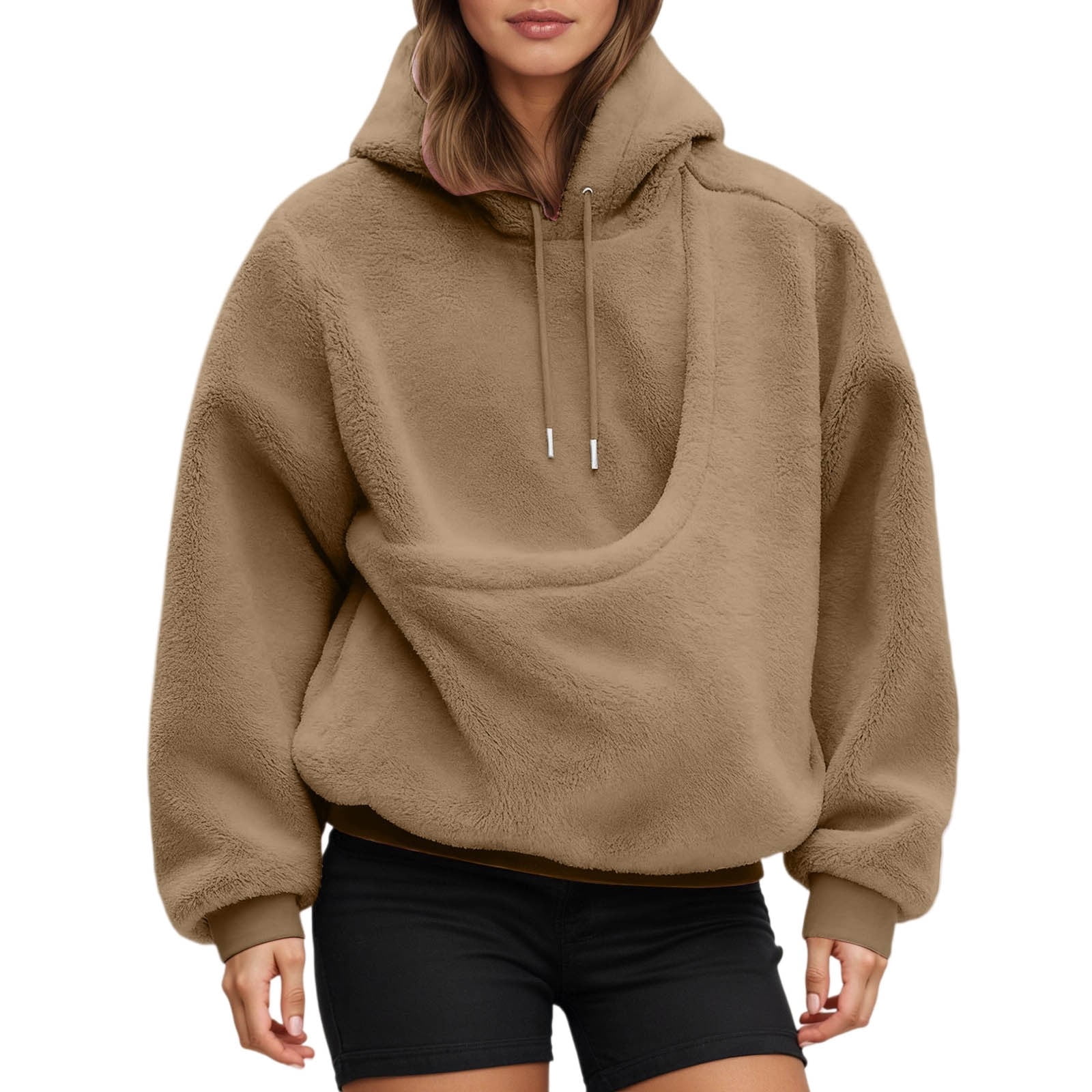 Kangaroo Pocket Cat Dog Pouch Hooded Sweatshirts Women Solid Long Sleeve Warm Pet Carrier Pullover Animal Holder Hoodie