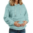 thumbnail image 1 of Kangaroo Pocket Cat Dog Pouch Hooded Sweatshirts Women Solid Long Sleeve Warm Fleece Pet Carrier Pullover Animal Holder Hoodie, 1 of 6