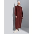 thumbnail image 1 of Kangaroo Pocket Hooded Modest Dress Dark Brown, 1 of 5