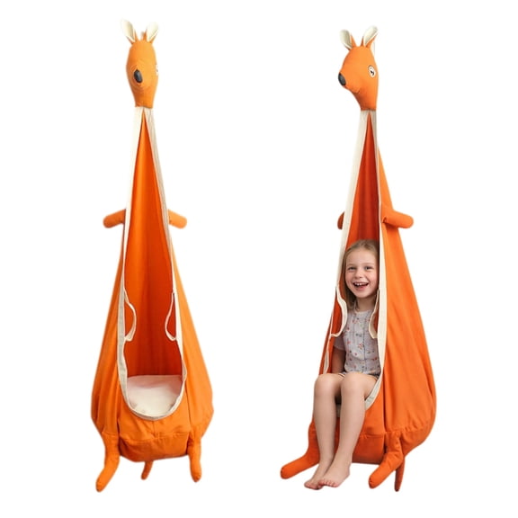 Kangaroo Pod Swing Seat for Kids - Cute Canvas Sensory Swing Chair, Hanging Hammock Chair Indoor & Outdoor, Cotton Swing Seat