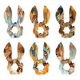 Kangaroo Polyester 6 Pieces Set Ribbon Hair Ties Hair Rings Bow Hair Ring Detachable Rabbit Ears