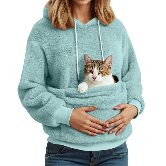Kangaroo Pouch Hoodie For Women Oversized Dog Pouch Sweatshirts Pet Carrier Pullover Animal Holder Long Sleeve Tops Gyujnb,Size:XXL