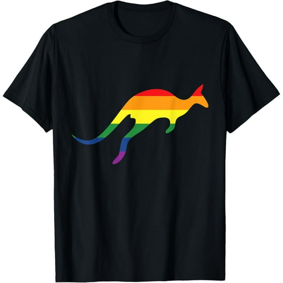 Kangaroo Pride Rainbow Flag Australian LGBT Pride Month T-Shirt men and women can wear, black, white, gifts