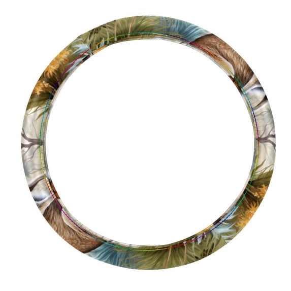 Kangaroo Printed 14.5 Inch PVC Leather Steering Wheel Cover - Car Wheel Cover Auto Accessories