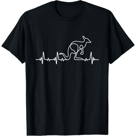 Kangaroo Pulse Heartbeat - Animal Lover Zookeeper Australia T-Shirt men and women can wear, black, white, gifts