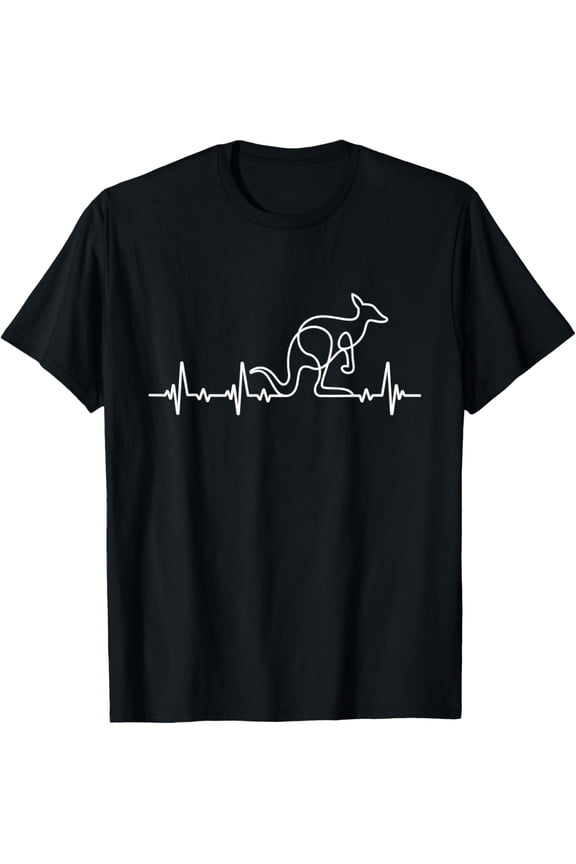 Kangaroo Pulse Heartbeat - Animal Lover Zookeeper Australia T-Shirt men and women can wear, black, white, gifts