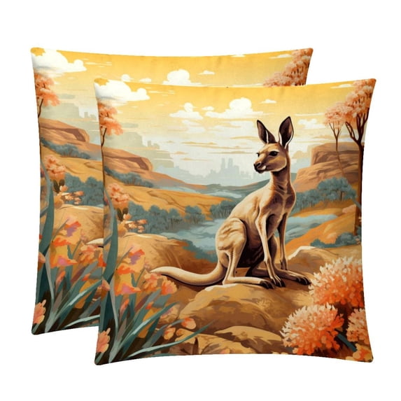 Kangaroo Set with Unique Patterns - 16x16, 18x18, 20x20 Inches - Set of 2 for Living Room, Bedroom, and Office - Includes Throw Pillow Inserts and Chair