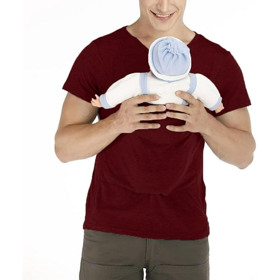 Kangaroo Shirt for Dad and B With Pouch - V Neck T-Shirt B Carrier Men's B Carrier Soothe V Neck Short Sleeve Kangaroo T Shirt