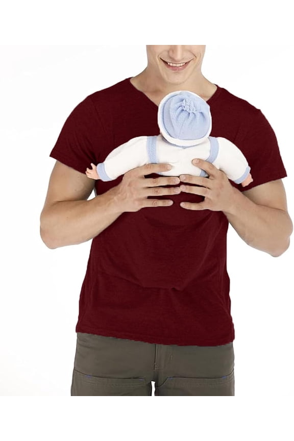 Kangaroo Shirt for Dad and B With Pouch - V Neck T-Shirt B Carrier Men's B Carrier Soothe V Neck Short Sleeve Kangaroo T Shirt