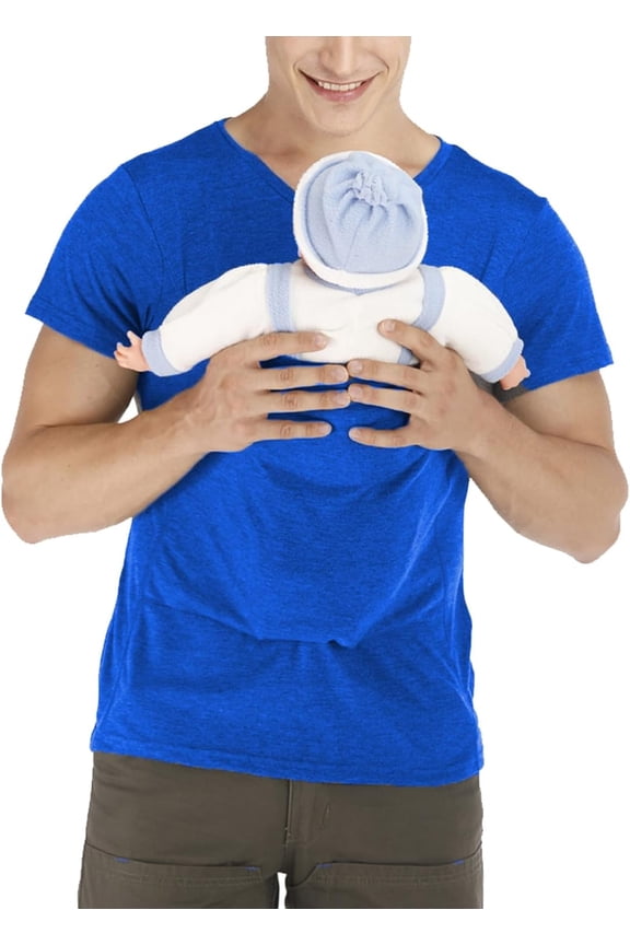 Kangaroo Shirt for Dad and B With Pouch - V Neck T-Shirt B Carrier Men's B Carrier Soothe V Neck Short Sleeve Kangaroo T Shirt