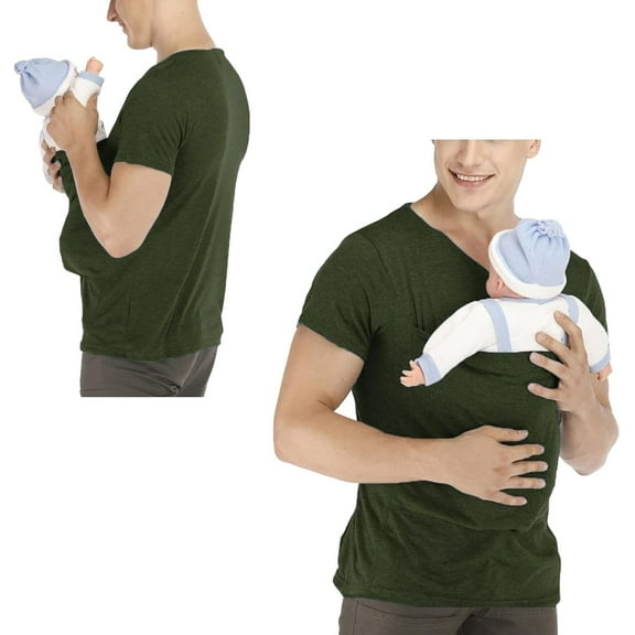 Kangaroo Shirt for Dad and Baby, Mens Kangaroo Carrier Shirt Dad  Carrier Shirt V Neck Short Sleeve T-Shirts