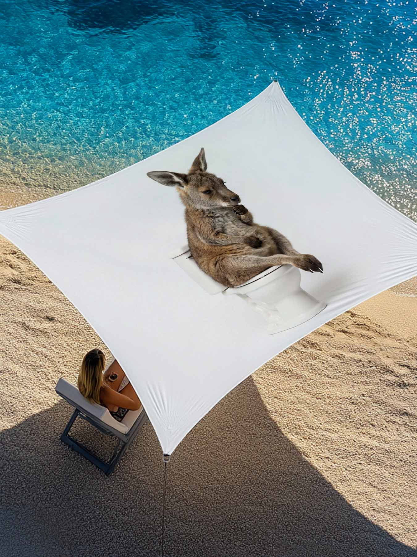Kangaroo Sitting on The Toilet Thinking Sun Shade Sail 8' x 10 ...