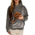 thumbnail image 1 of Kangaroo Soft Fleece Pet Pouch Hoodies For Women Oversize Warm Solid Cat and Dog Pouch Hooded Sweatshirts With Pockets, 1 of 8
