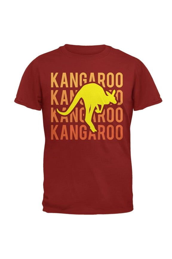 Kangaroo Stacked Repeat Mens T Shirt Cardinal Red SM