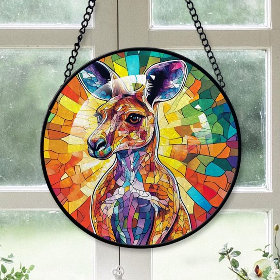 Kangaroo Stained Glass, Kangaroo Ornament,Kangaroo Christmas Tree Ornament, Xmas Decorations 8daHvl