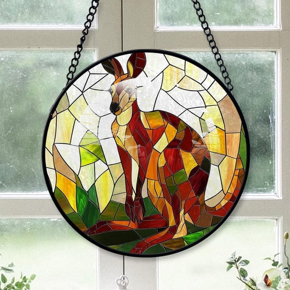 Kangaroo Stained Glass, Kangaroo Ornament,Kangaroo Christmas Tree Ornament, Xmas Decorations WjjnbC