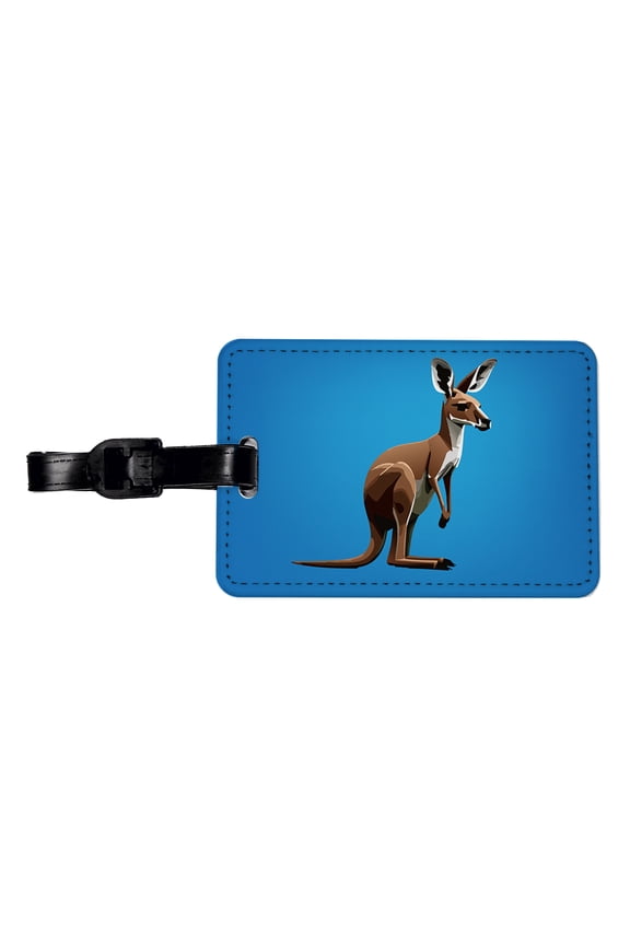 Kangaroo Standing Animal Faux Leather Travel Luggage Tag