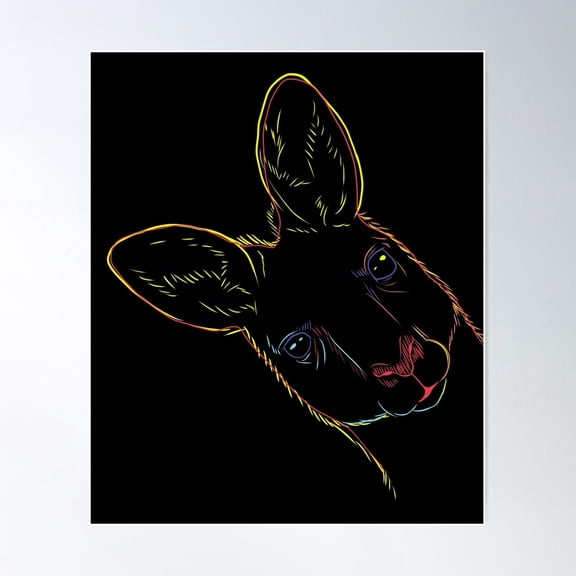 Kangaroo Strokes Poster Wall Art, Modern Wall Decor For Living Room Bedroom, 8x12 UNFRAMED