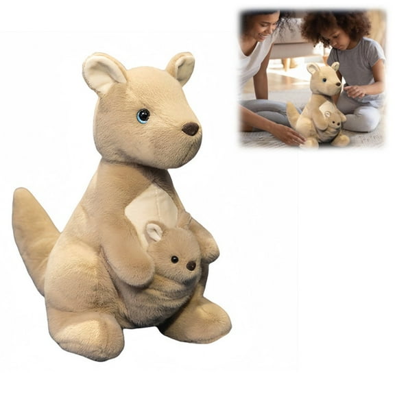 Kangaroo Stuffed Animal, Kangaroo Plush Stuffed Animal with Joey, Cute Kangaroo Plush Toy – Cuddly Safe, Gift for Boys Girls, Good for Birthdays Thanksgiving, Ideal Nursery/Home Décor