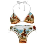 Kangaroo Swimming Suits Women Bikini Sets, Detachable Sponge, Adjustable Strap, Two-Pack - Ideal for Beach and Pool Parties