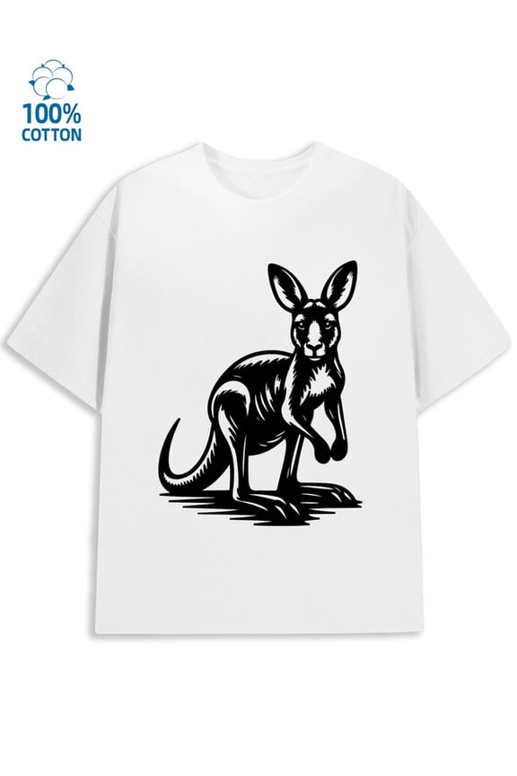 Kangaroo T-Shirt for men 180G 100% Cotton white Vintage Unisex Shirt Graphic Tee tshirts Vintage Unisex Shirt Graphic tshirts Classic Unisex Shirt Printed tshirts Retro Unisex Shirt Printed tshirts