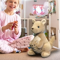 Kangaroo Plush Toy, Realistic Stuffed Animal, Soft Cuddly Doll, Lifelike Kangaroo Figure, Decorative Nursery Toy, Collectible Gift