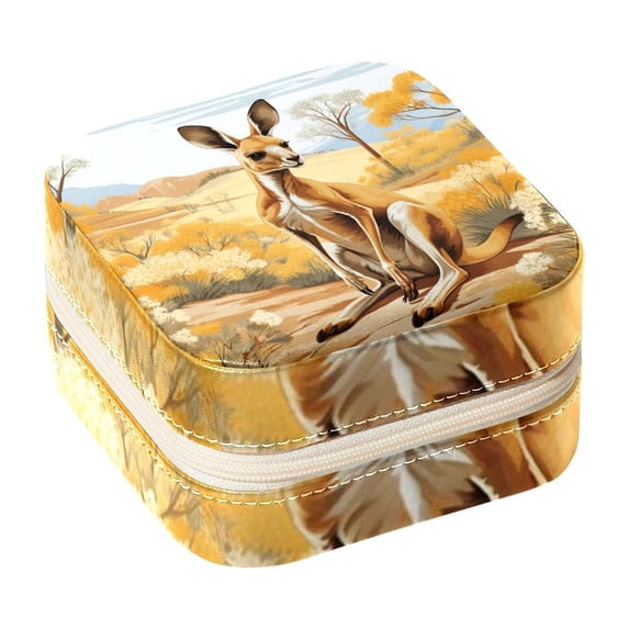 Kangaroo Travel Portable Square Jewelry Box Organizer: Ideal Solution for Rings, Earrings, Necklaces, Bracelets, and More! Gift for Girls and Women.