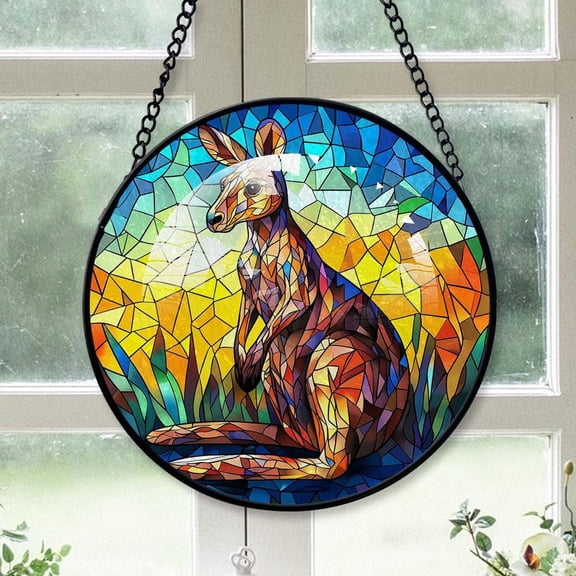 Kangaroo Tree Stained Glass, Kangaroo for Christmas 2025, Kangaroo Christmas Keepsake, Christmas Hanging Dcor dS1jx7