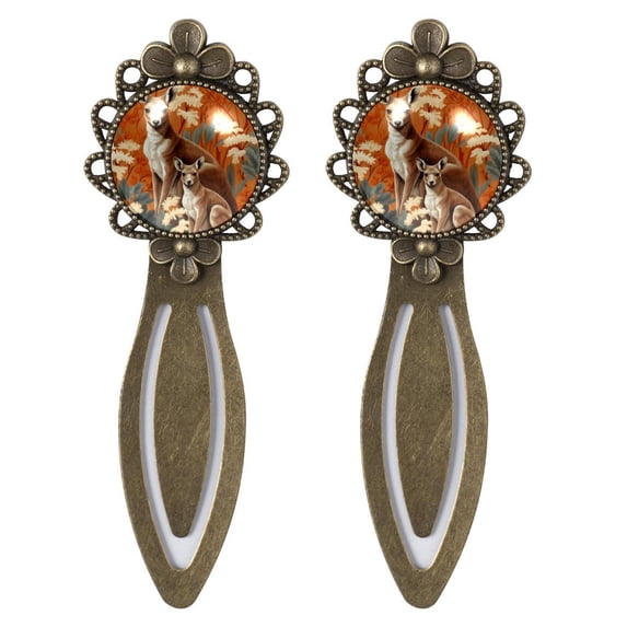 Kangaroo Vintage Copper-Colored Lace Bookmarks: Stainless Steel Material, Ideal Gifts for Readers and Book Lovers - Set of 2 Book Markers