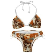 Kangaroo Women's Detachable Sponge Adjustable Strap Bikini Set 2-Pack for Beach and Pool Parties