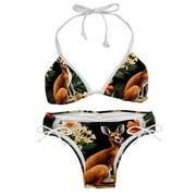 Kangaroo Women's Detachable Sponge Adjustable Strap Bikini Set 2-Pack for Beach and Pool Parties