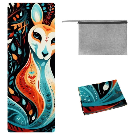 Kangaroo Yoga Towel with Storage Bag, 72.8"x26.8" - Suitable for Yoga, Pilates, Fitness, Hot Yoga, and More