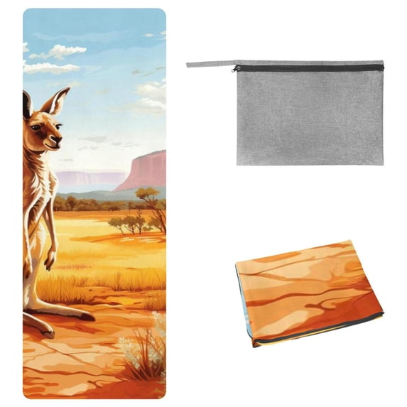 Kangaroo Yoga Towels with Storage Bag, 72.8"x26.8", Suitable for Yoga, Pilates, Fitness, etc. - Yoga Towel, Yoga Mat Towel