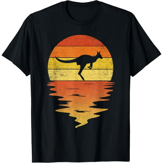 Kangaroo animals shirt retro sunset 70s vintage Kangaroo T-Shirt men and women can wear, black, white, gifts