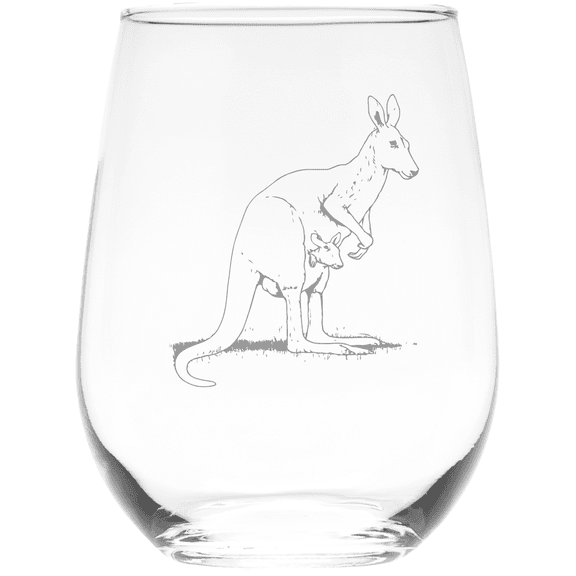 C&M Personal Gifts 17 oz Kangaroo Stemless Wine Glasses