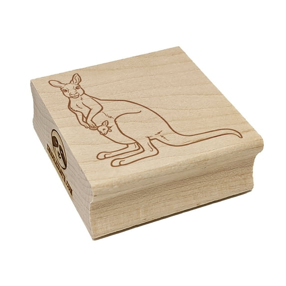 Kangaroo with Joey in Pouch Square Rubber Stamp Stamping Scrapbooking Crafting - Small 1.25in