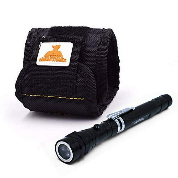 Kangaroobands Magnetic Wristband Together with Magnetic and Flexible 3X LED Lightweight Telescoping Pick-up Flashlight Great for Picking up Lost Items