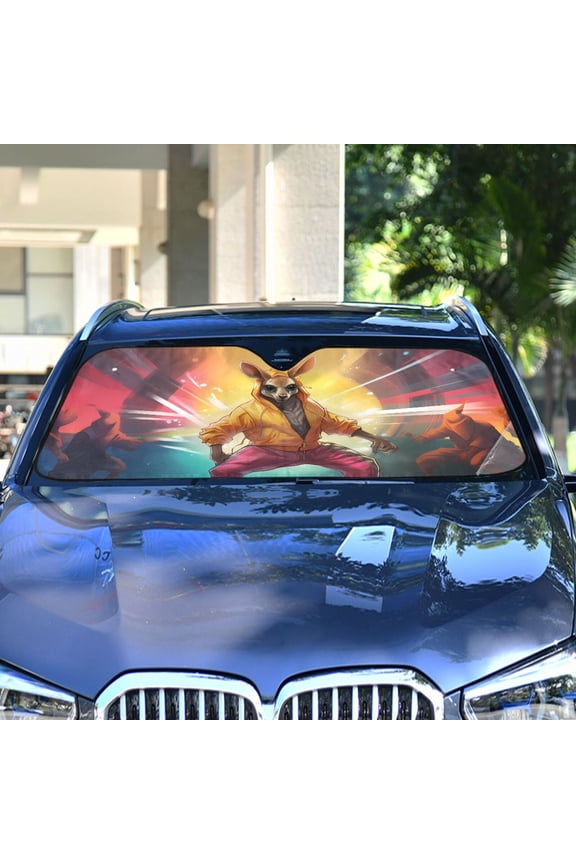 Kangaroos Hoodie Automotive Front Car Windshield Sun Shade Reflector Foldable for Front Fit for Cars Truck SUVs