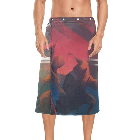 Kangaroos Hoodie Bath Towel Wrap for Man Adjustable Shower Wrap Button Closure Body Towel for Sauna Gym