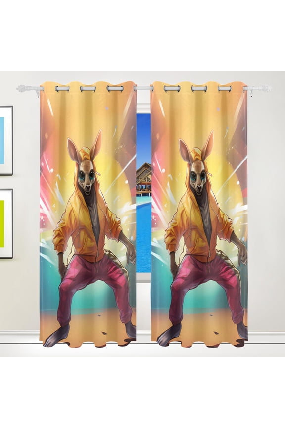 Kangaroos Hoodie Curtains Black Out 72 Inch Length Curtains for Sliding Glass Doors Bedroom Living Room 2 Pack