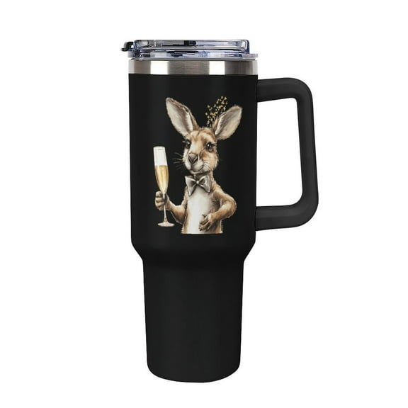 Kangaroos with Champagne Tumbler with Handle and Straw 40 oz Stainless Steel Leakproof Travel Coffee Mug Car Cup Vacuum Water Bottle 40oz