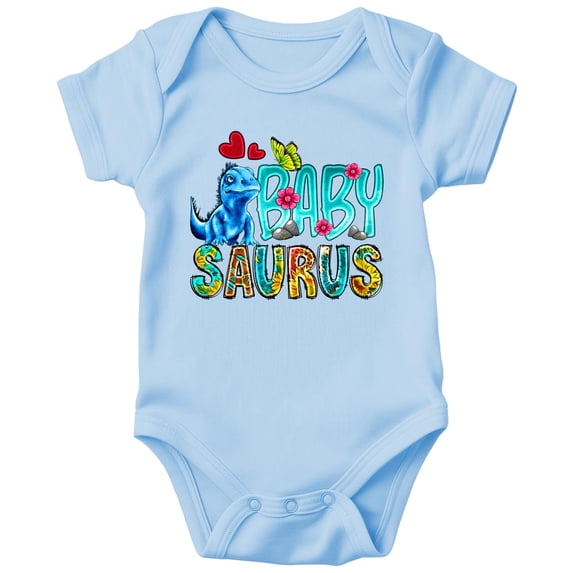 Kangarooz Baby Unisex Baby Saurus Dinosaur Short Sleeve Onesie Bodysuit, Sizes Newborn to Infant 0/3-24M