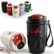 Kangerse Coffee Vacuum Flask, 12oz Insulated Stainless Steel Travel Mug with Lid and Handle