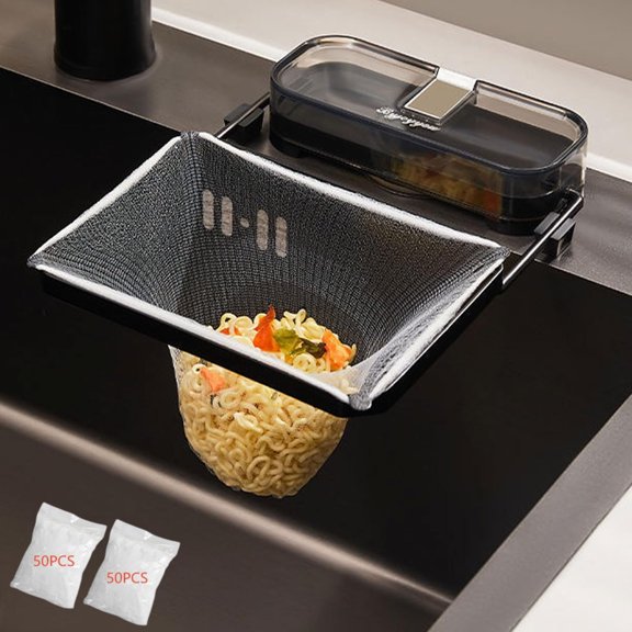 Kanggoulu Sink Strainer, Meshmate Waste Rack With 100pcs Filter,Mesh Sink Strainer,Sink Food Catcher,Kitchen Sink Drain Strainer,Sink Strainer Rack (Black)