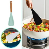 Kangkanggg Function SpoonNew 2 In 1 Function Spatula Spoon For Cooking And Serving Long Head Silicone Spatula Spoon With Wood Handle Cooking Utensil Kitchen Gadgets