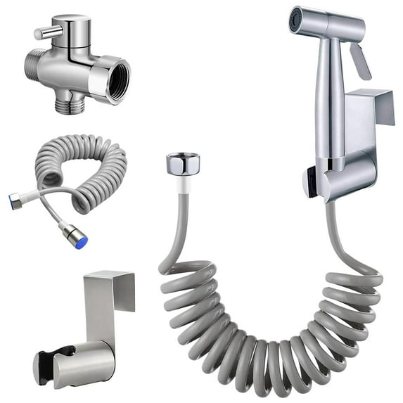 Kangkanggg Handheld Bidet Sprayer For Toilet Kit Adjustable Water Pressure Hand Held Head For Personal Hygiene And Cleaning With Retractable Spring Hose And Holder