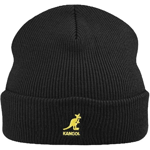 Kangol Men's Acrylic Cuff Beanie Hat Black Gold