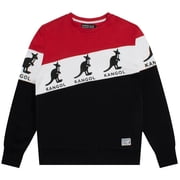 Kangol Mens Colorblock Fleece Pullover Crewneck Sweatshirt Medium, Black/Red