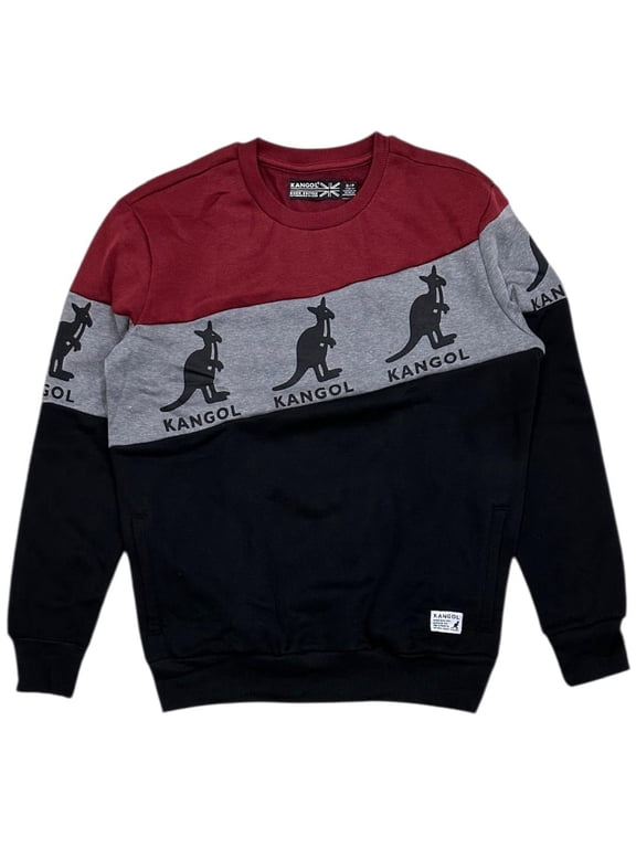 Men's Colorblock Fleece Pullover Crewneck Sweatshirt (XX-Large, Maroon/Black)