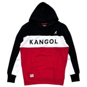 Kangol Mens Hoodie Colorblock Black Combo Pullover Fleece Sweatshirt Medium, Black Combo
